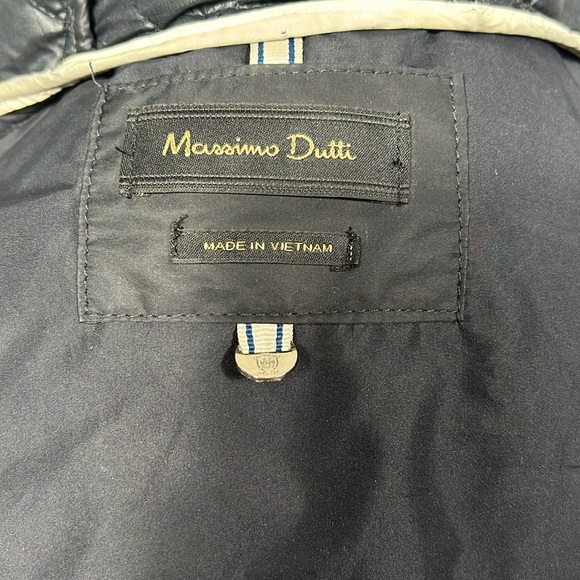 Massimo Dutti Quilted Dark Navy Midi Length Hooded Jacket Coat size small - Picture 15 of 16